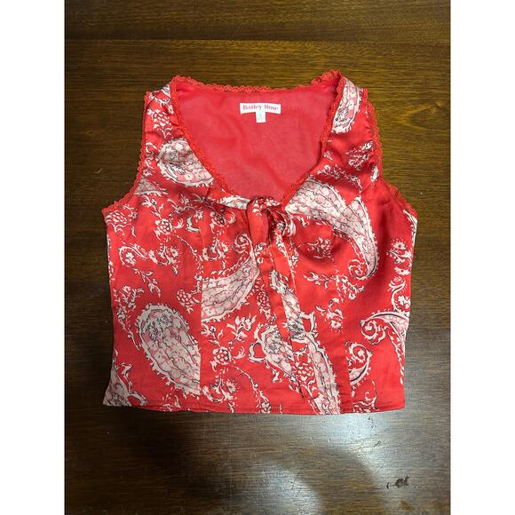 Western Y2K Coquette Babydoll Top Skirt Set Women Small Lace Paisley Boho Silky - Picture 2 of 16